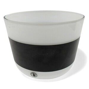 ANNE NILSSON Kosta Boda Glass Bowl Vase White with Black Band Sweden Vintage